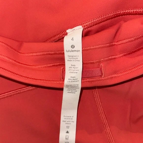 Lululemon High Waisted Leggings in Orange, Size 4 - Picture 5 of 6